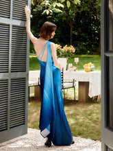 Asymmetrisches langes Kleid mit Farbverlauf und einer Schulter